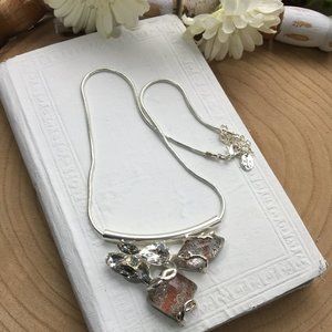 Silver Necklace Pink Rust Color